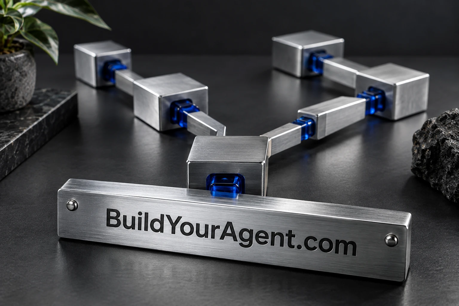 A visual agent builder for small teams, with BuildYourAgent.com integrated into the scene